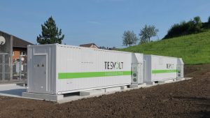 Instalație de stocare a energiei în baterii (BESS) cu capacitate de 6,24 MWh și putere de 5 MW, la Rheineck, Elveția.